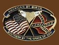 American by birth southern by grace belt buckle 3-1/4 x 2-1/4