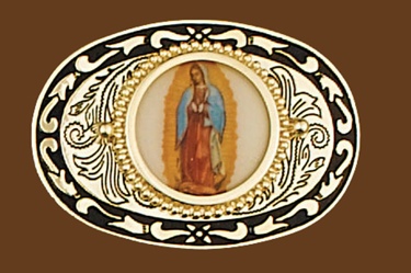 Virgin Mary Belt Buckle 3-1/2 x 2-3/8