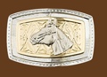Horsehead Belt Buckle Gold & Silver 3-3/8 x 2-1/4