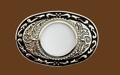 Silver Dollar Belt Buckle Silver/Black 3-1/2 x 2-3/8