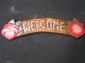 WOOD SIGN WELCOME W  HIBISCUSTIKI BAR DECOR