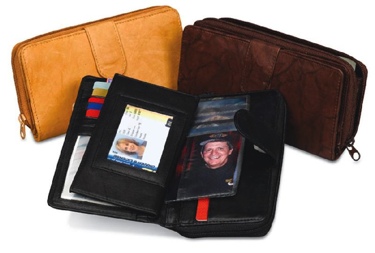 Ladies leather checkbook wallet zipper