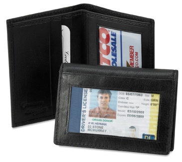 Leather Card & ID Case 3 x 5-1/2 BLACK onlyl