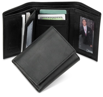 Black Leather Trifold Wallet