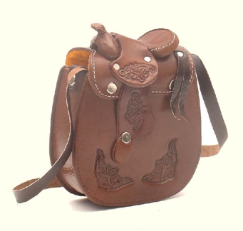 Small Leather Saddle Purse - 5 x 6 - CHOCOLATE BROWN