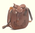 Small Leather Saddle Purse - 5 x 6 - CHOCOLATE BROWN