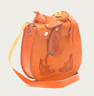 Small Leather Saddle Purse - 5 x 6 - RUST