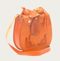 Small Leather Saddle Purse - 5 x 6 - RUST