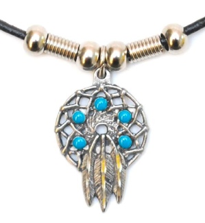 Dreamcatcher Necklace with Turquoise Beads