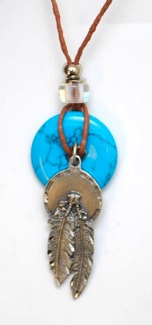 Concho & Feathers with Turquoise Disk