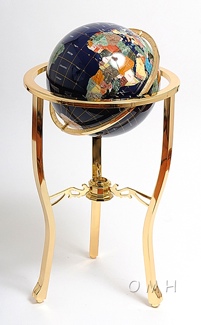 Lapis globe 330mm 3 legged high stand gold stand