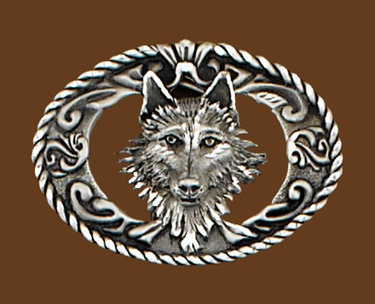 Wolf Head Belt Buckle 3-1/4 x 2-1/2