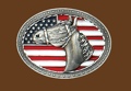 Horsehead on USA Flag Belt Buckle 4 x 3