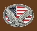 Eagle on USA Flag Belt Buckle 4 x 3