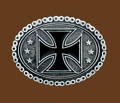 Maltese Cross with Chain belt buckle 3-1/2 x 2-3/4