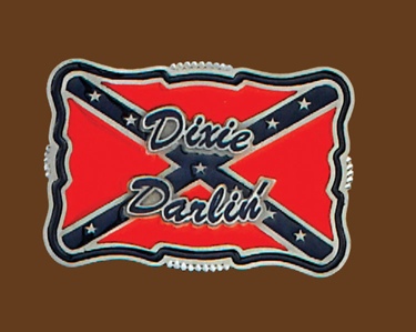 Dixie Darlin Belt Buckle RED/BLUE 3-1/2 x 2-1/4