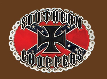 SOUTHERN CHOPPERS rebel flag pewter belt buckle 3-1/4 