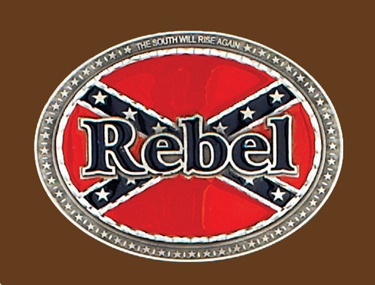 REBEL - rebel flag pewter belt buckle 3-1/4 x 2