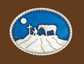 Cowboy Praying Belt Buckle Blue Enamel 3-1/2 x 2-3/4