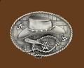 Cowboy Hat & Spurs Belt Buckle 3-3/8 x 2-1/2