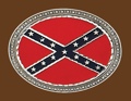 Confederate Flag Belt Buckle Oval 4 x 3