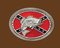 Confederate Flag Belt Buckle with Fish 4 x 3
