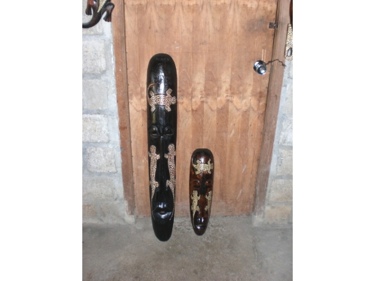 Primitive Tiki Mask 3 Geckos 20 Abstract Decor
