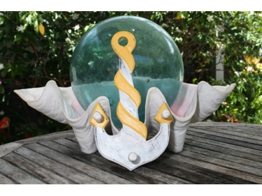 SHIP ANCHOR HANGER 12 WHITE YELLOW NAUTICAL decor
