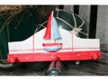 SAILBOAT HANGER 12 WHITE RED NAUTICAL decor