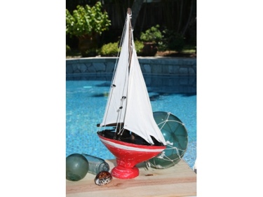 Sailboat Red Coastal 16 Nautical Decor