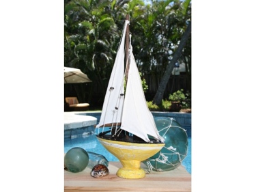 Sailboat Yellow Coastal 16 Nautical Decor