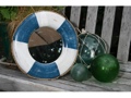 LIFE RING BUOY PRESERVER MIRROR 12 BLUE WHITE NAUTICAL decor