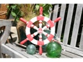 SHIP WHEEL WALL MOUNT 16 RED WHITE NAUTICAL decor