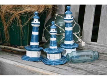 SET OF 3 LIGHTHOUSES RUSTIC BLUE NAUTICAL NAUTICAL decor