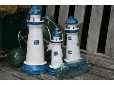SET OF 3 LIGHTHOUSES RUSTIC BLUE WHITE NAUTICAL NAUTICAL decor