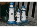 Set Of 3 Lighthouses Rustic Blue White Nautical Nautical Decor