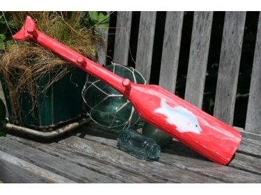 Nautical Oar Hanger W Fish 22 Red Nautical Wall Decor