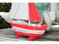 SAIL BOAT RED COASTAL 16 HAND CARVED COASTAL decor
