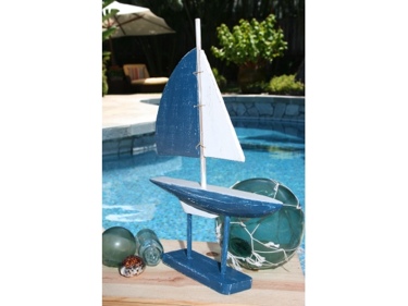Racing Sail Boat Blue Nautical 20 Hand Carved Coastal Decor