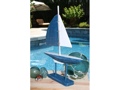 RACING SAIL BOAT BLUE NAUTICAL 20 HAND CARVED COASTAL decor