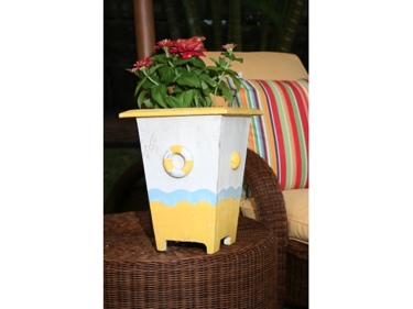 Planter Nautical Decor 12 Yellow White Nautical Decor
