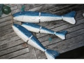 HANGING LARGE FISH W NET SET OF 3 BLUE COASTAL NAUTICAL decor