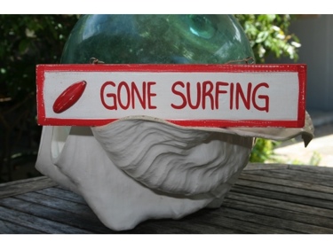 GONE SURFING NAUTICAL SIGN 12 RED BEACH decor