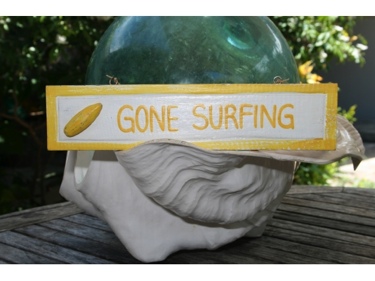 GONE SURFING NAUTICAL SIGN 12 YELLOW BEACH decor