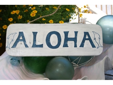 Aloha Beach Sign 14 Rustic White Blue Coastal Decor