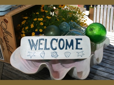 Welcome Beach Sign 14 Rustic White Blue Coastal Decor