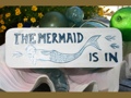 THE MERMAID IS IN COTTAGE SIGN 14 RUSTIC WHITE BLUE COASTAL decor