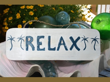 Relax Cottage Beach Sign 14 Rustic White Blue Coastal Decor