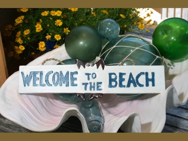 Welcome To The Beach Cottage Beach Sign 14 Rustic White Blue Coastal Decor