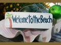 WELCOME TO THE BEACH W PALM SIGN 14 RUSTIC WHITE BLUE NAUTICAL decor